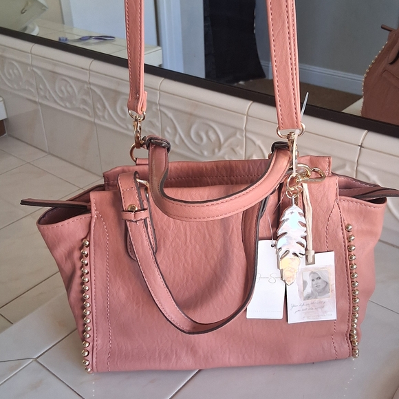 Jessica Simpson Pink Satchel with Gold Studs - Picture 1 of 6